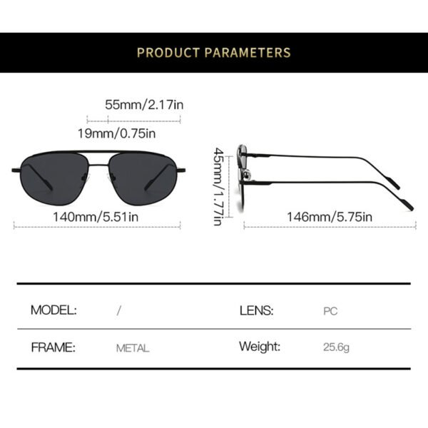 Double-beam Metal Unisex Sunglasses Oval Frame Full Rim Comfortable Fashion Street Style UV400 High-end Sun Protection Glasses