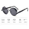 5 Retro Punk Round Metal Frame Sunglasses with UV400 Protection Full Rim Reflective Lenses-Unisex Outdoor Eyewear