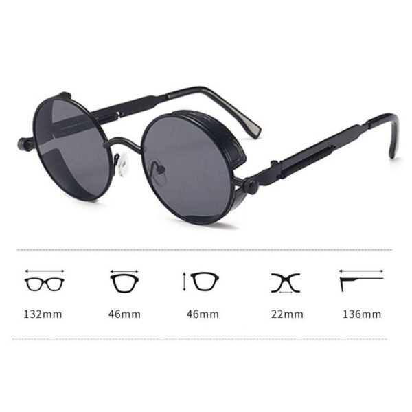 5 Retro Punk Round Metal Frame Sunglasses with UV400 Protection Full Rim Reflective Lenses-Unisex Outdoor Eyewear