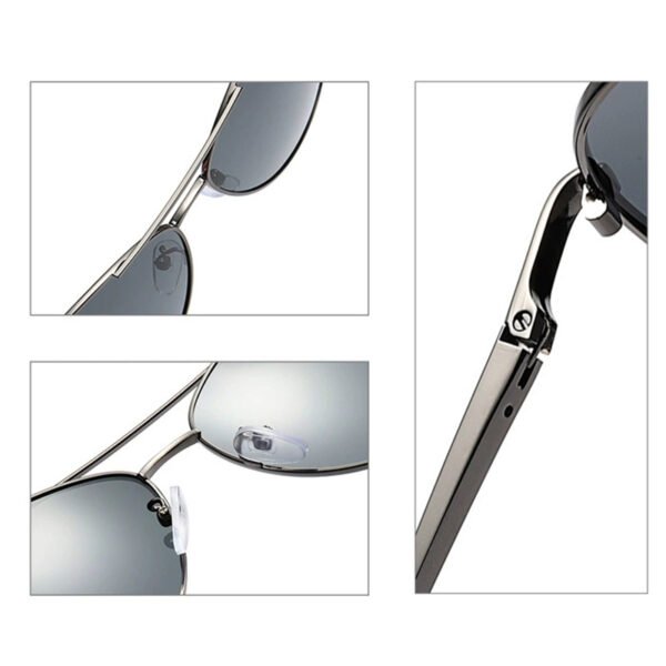 Fashion Pilot Style Polarized Silver Full Rim Metal Frame Spring Hinge UV400 Sunglasses for Men Women