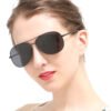 Fashion Pilot Style Polarized Silver Full Rim Metal Frame Spring Hinge UV400 Sunglasses for Men Women