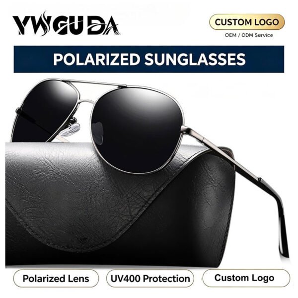 Fashion Pilot Style Polarized Silver Full Rim Metal Frame Spring Hinge UV400 Sunglasses for Men Women