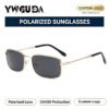Custom Fashion Polarized Sunglasses Metal Frame UV400 Protection Retro Square Driving Eyewear