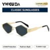 Wholesale Custom OEM Eyewear Fashion Polygonal Diamond-shaped Metal UV400 Sunglasses