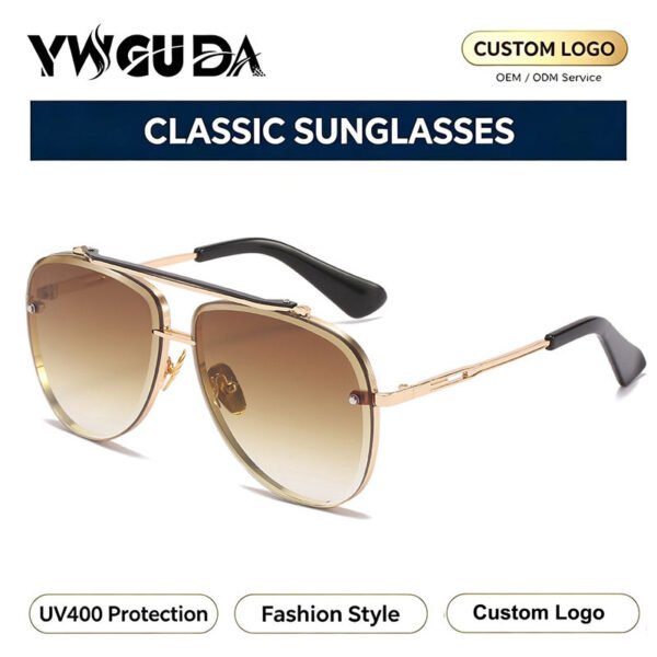 普通眼镜 Metal Double-beam Sun protection Comfortable Fashionable Aviation Glasses Men Women UV400 protection Custom Sunglasses Wholesale