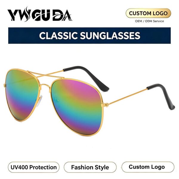 Vintage Classic Aviation Sunglasses Unisex UV400 Protection Custom Logo Fashionable Promotional Eyewear